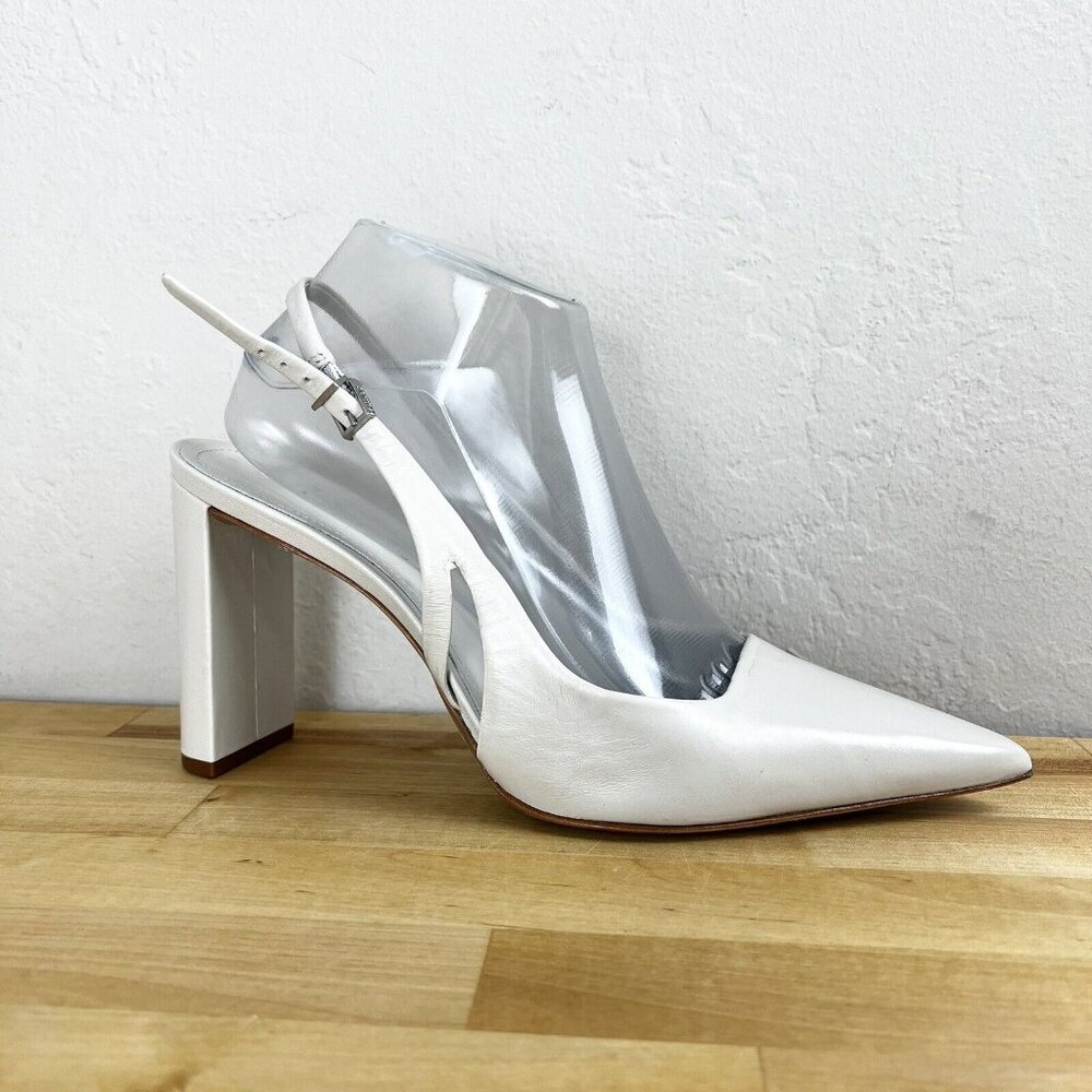 SCHUTZ White Slingback Heels